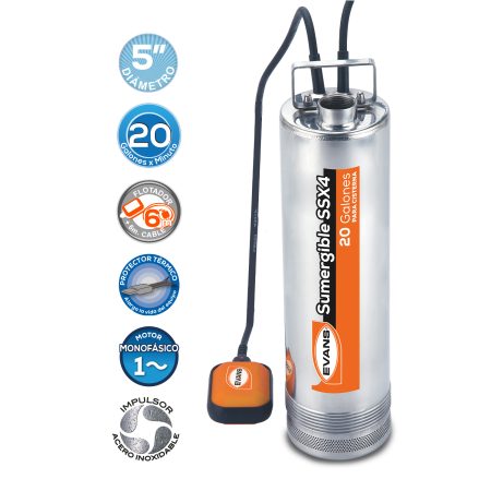 Bomba para Cisterna 2 HP INOX. | SSX4ME200G2-FI - Imagen 2