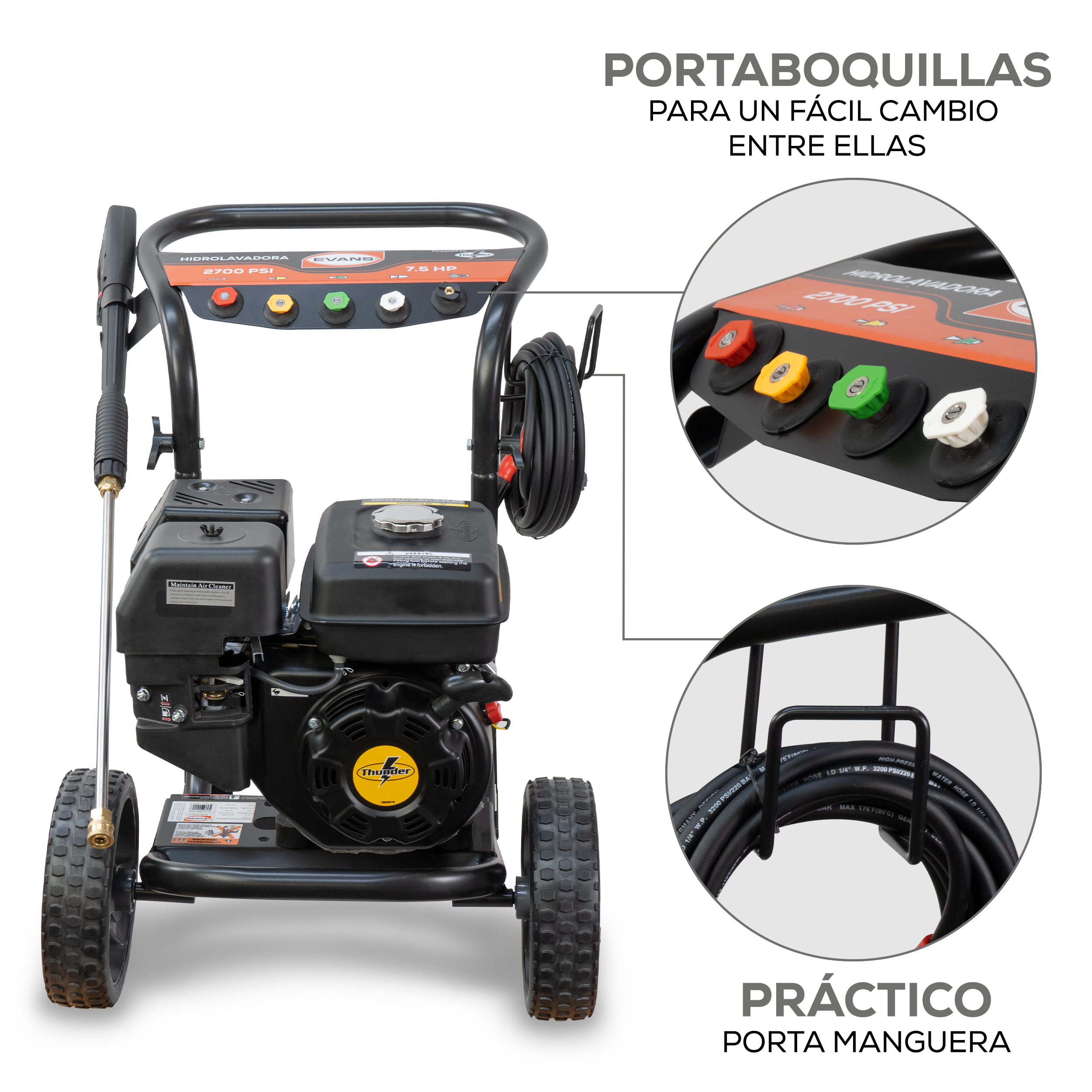 Hidrolavadora 2,700 PSI Thunder. | HC12L27MG0700TH - Imagen 3