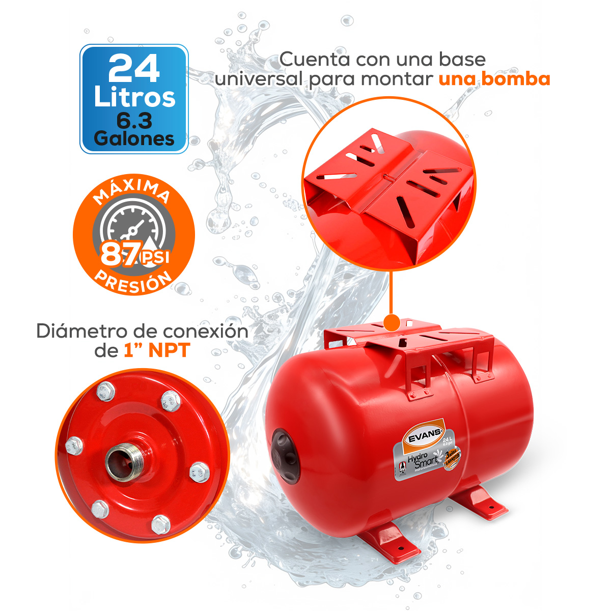Tanque Horizontal de 24 L. | EQTHM-024L - Imagen 3