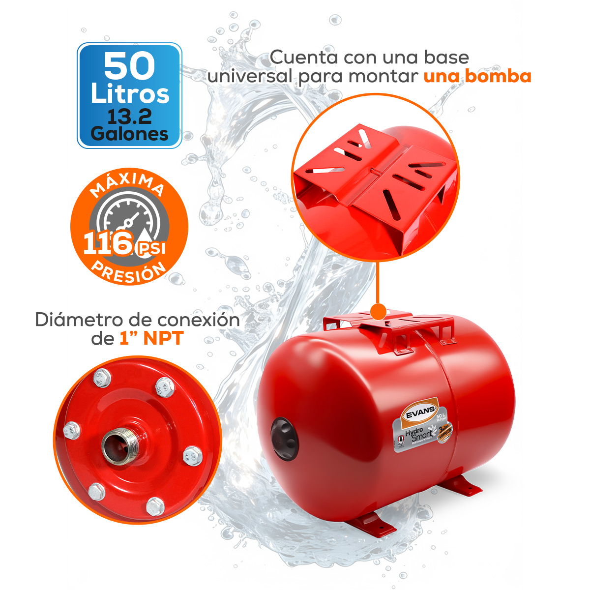 Tanque Horizontal de 50 L. | EQTHM-050L - Imagen 3