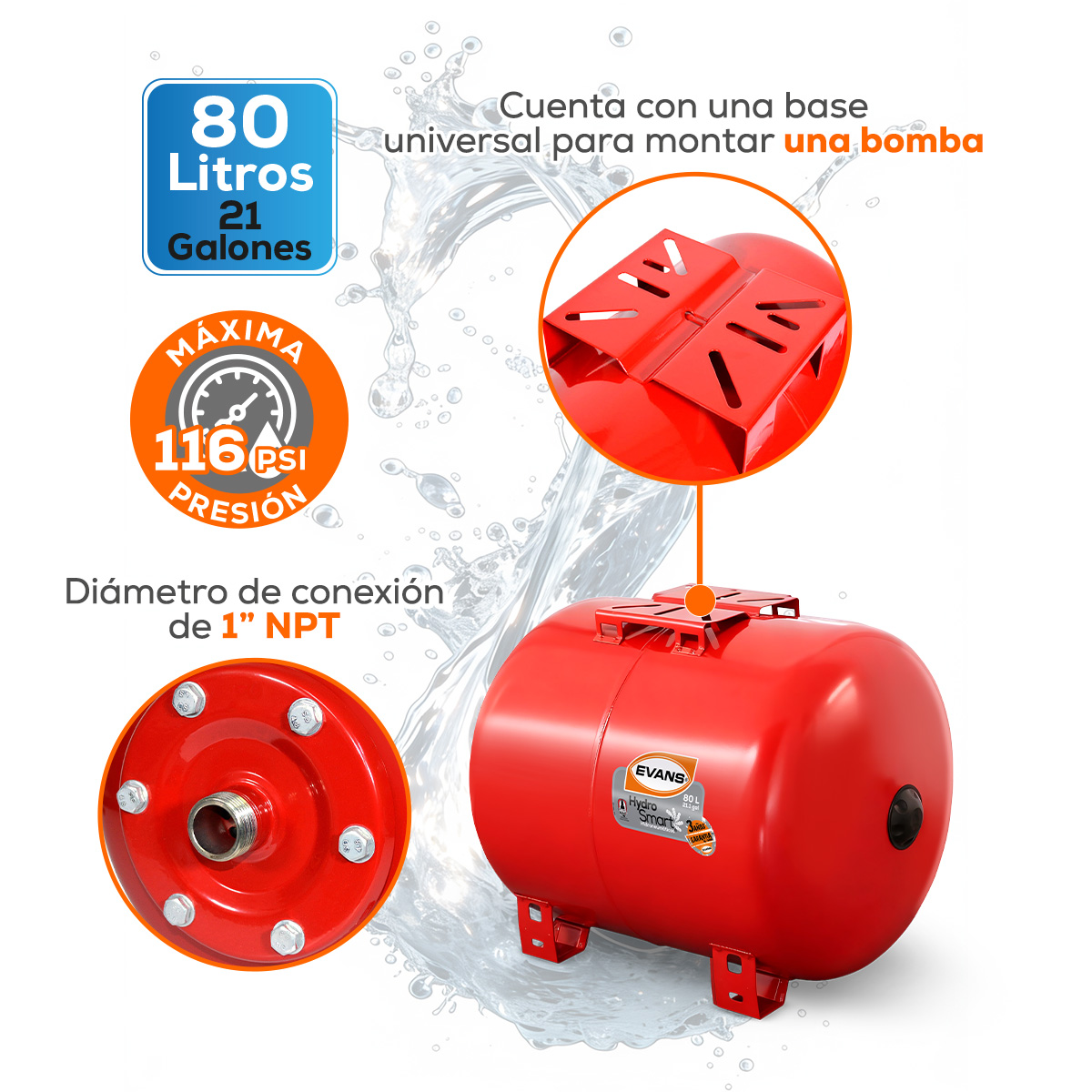 Tanque Horizontal de 80 L | EQTHM-080H - Imagen 3