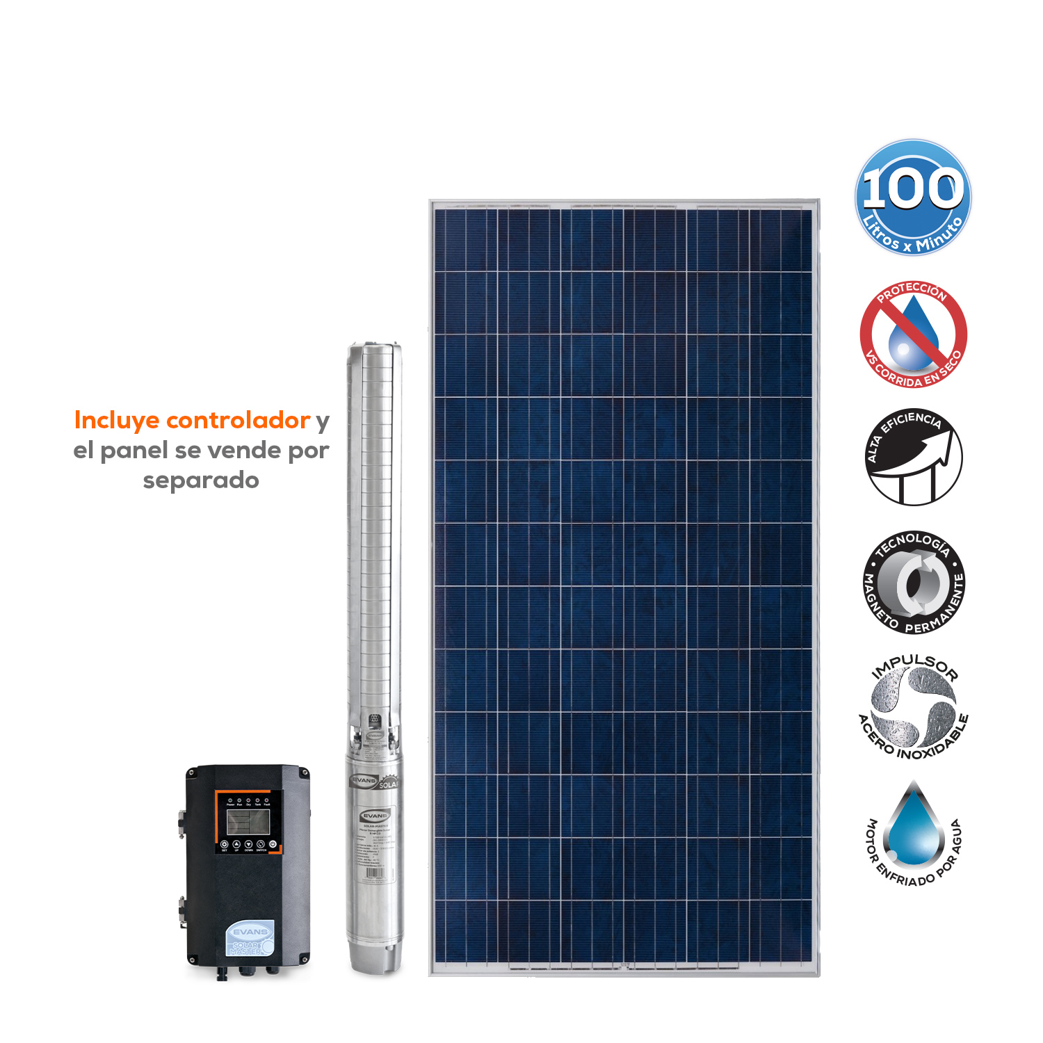 Bomba Solar 5 HP 100 lpm, SOLAR-MASTER100