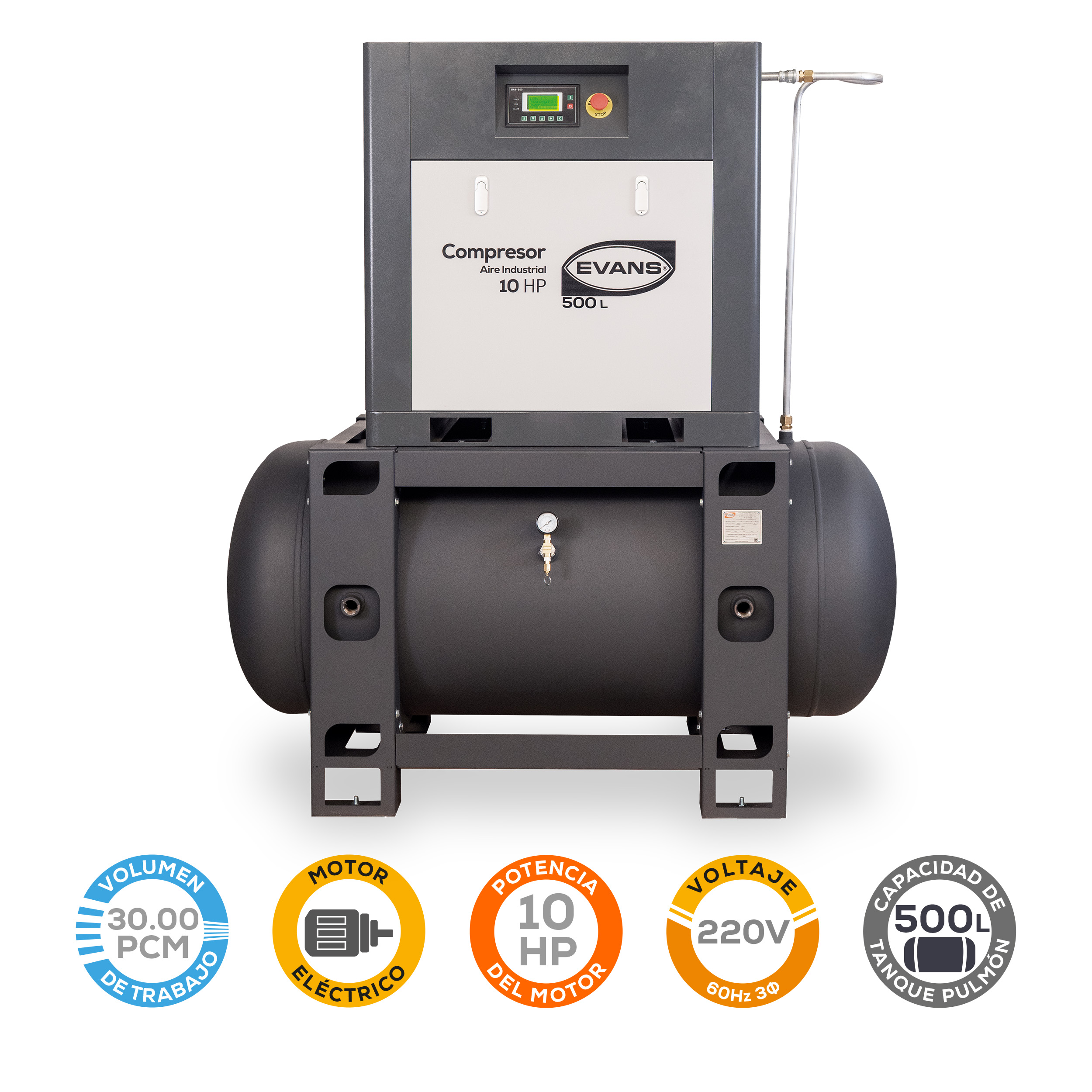 Compresor 10HP 500L 220V - Imagen 2