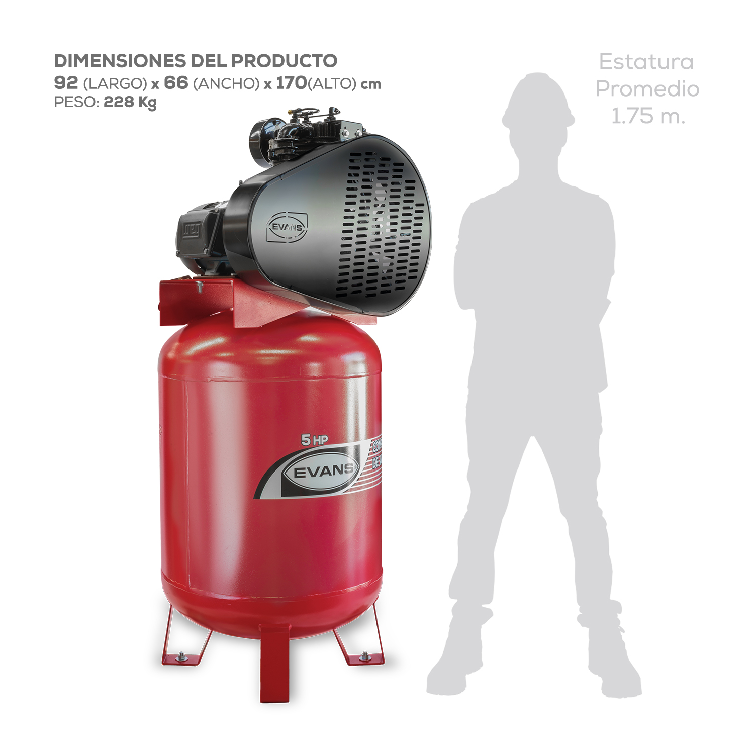 Compresor 2 etapas 5HP 300L - Imagen 6
