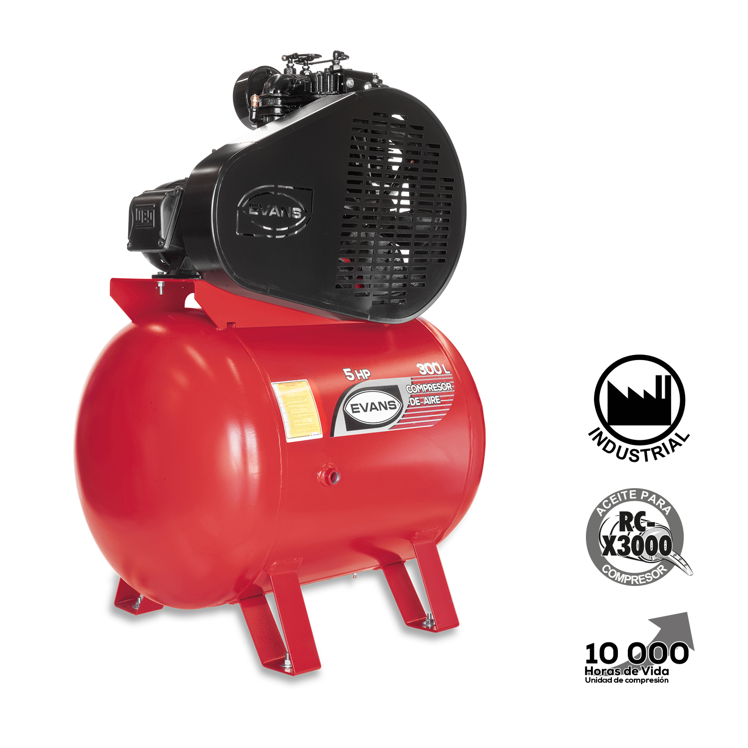 Compresor 2 etapas 5HP 300L - Imagen 6