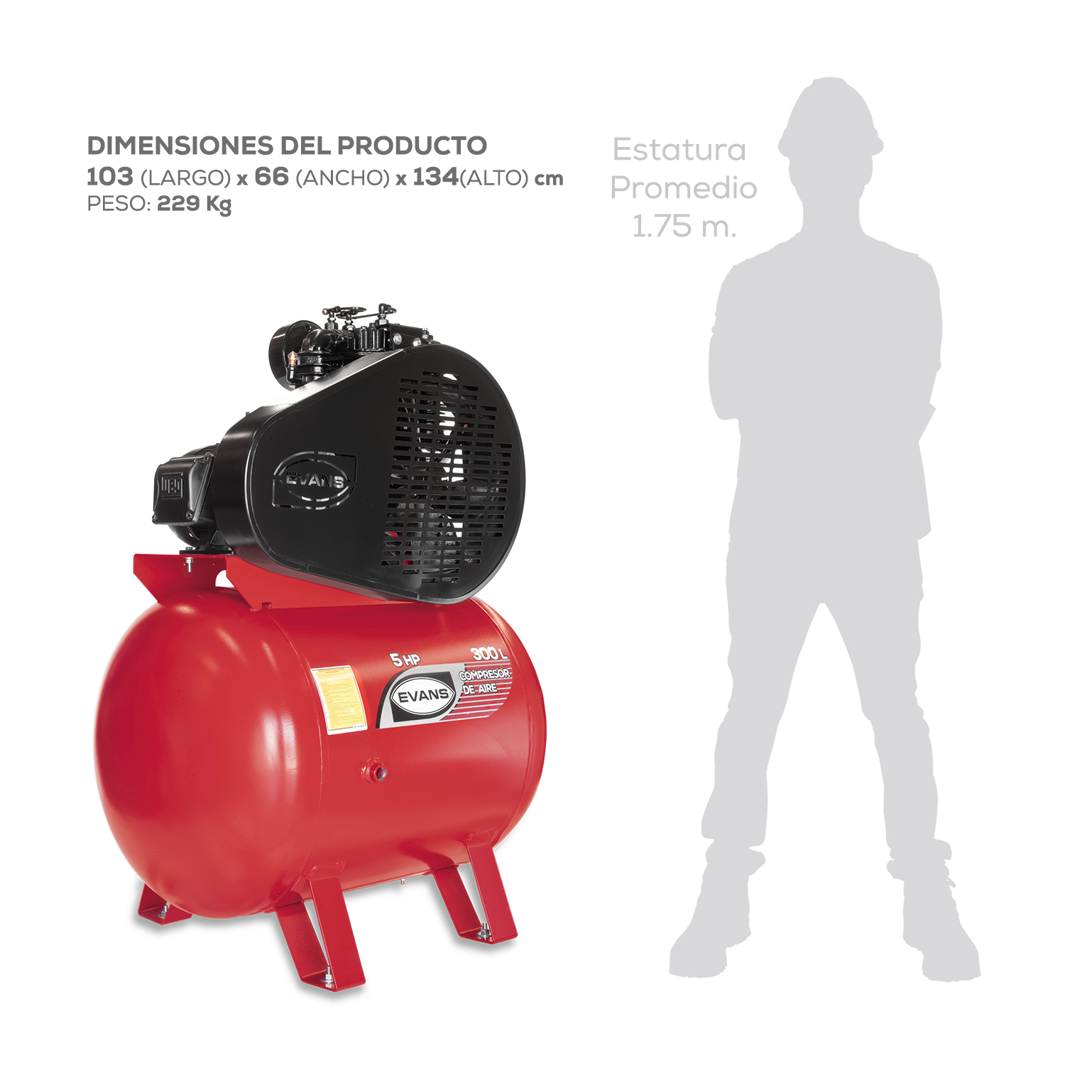 Compresor 2 etapas 5HP 300L - Imagen 3