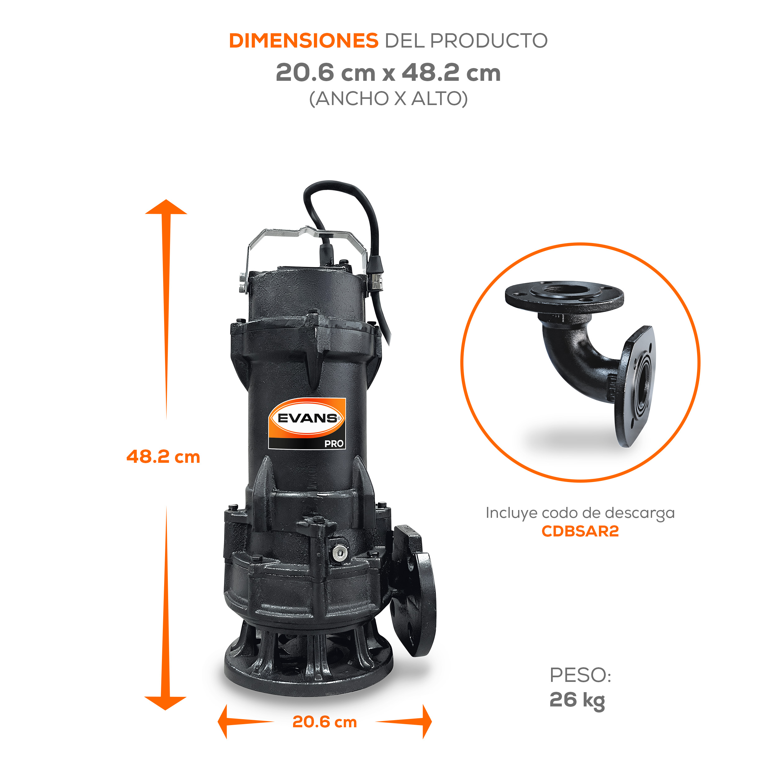 Bomba para agua residual 1 Hp | BSAR1.5ME0100G - Imagen 6