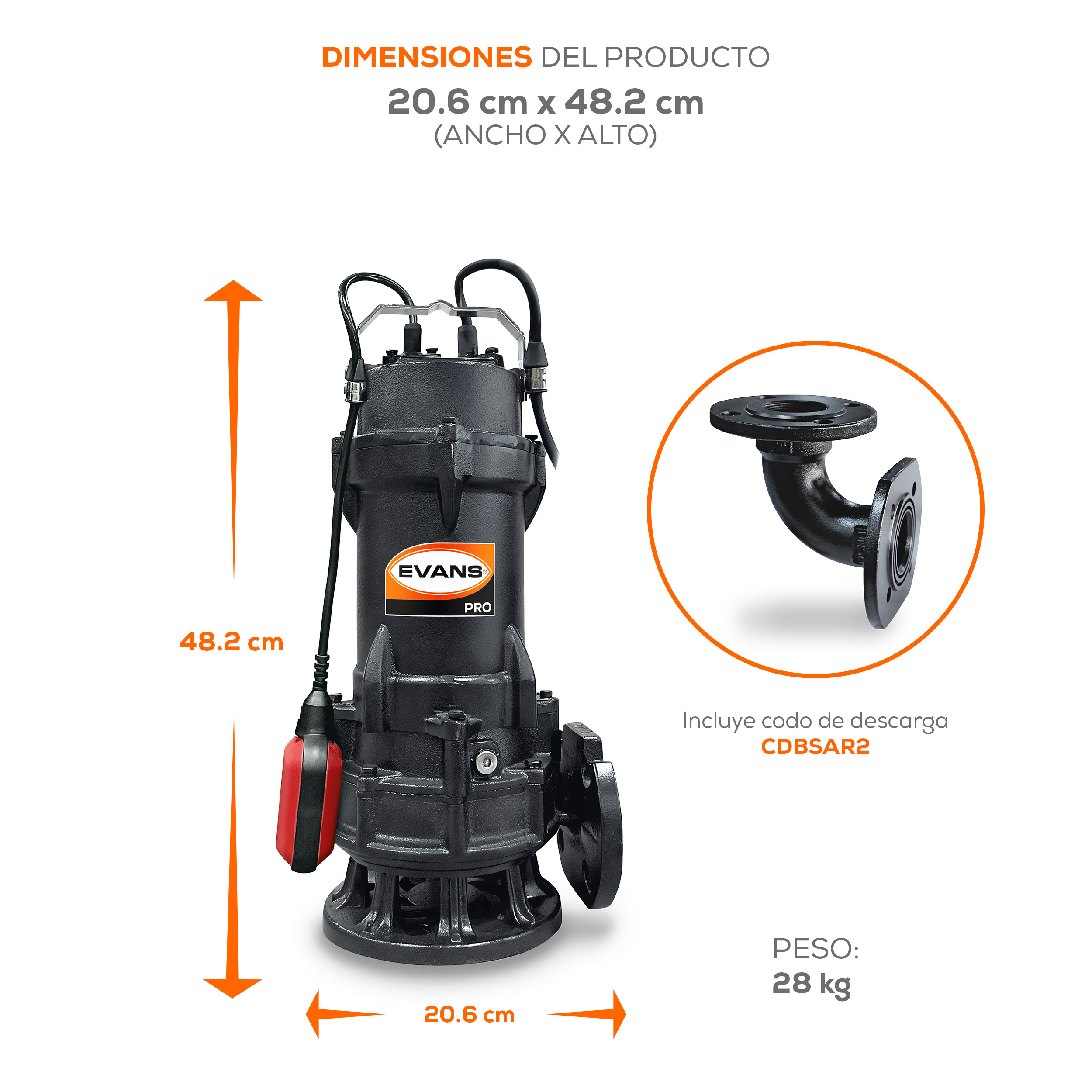 Bomba para agua residual 1 Hp | BSAR1.5ME100G-F - Imagen 6