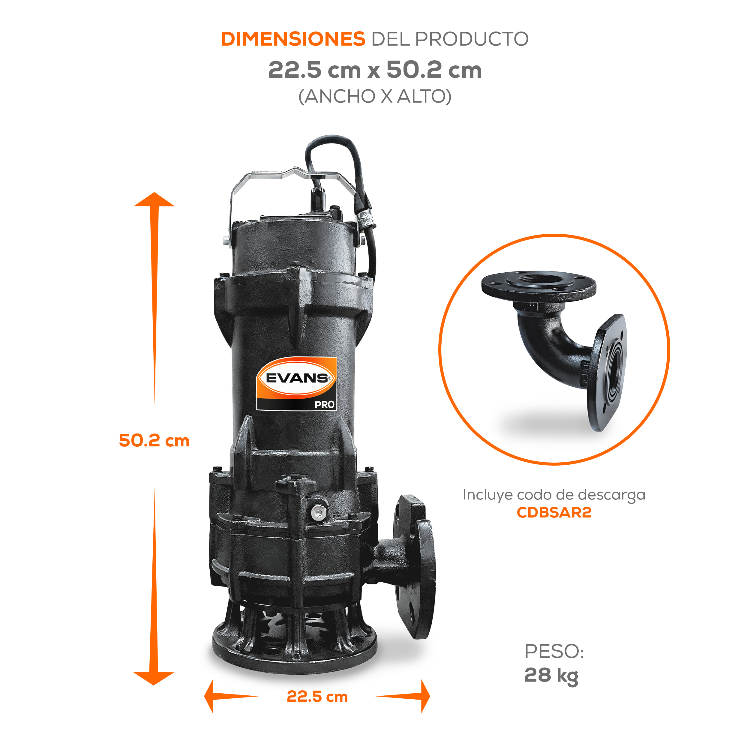 Bomba para agua residual 1 Hp | BSAR2ME0100G - Imagen 6