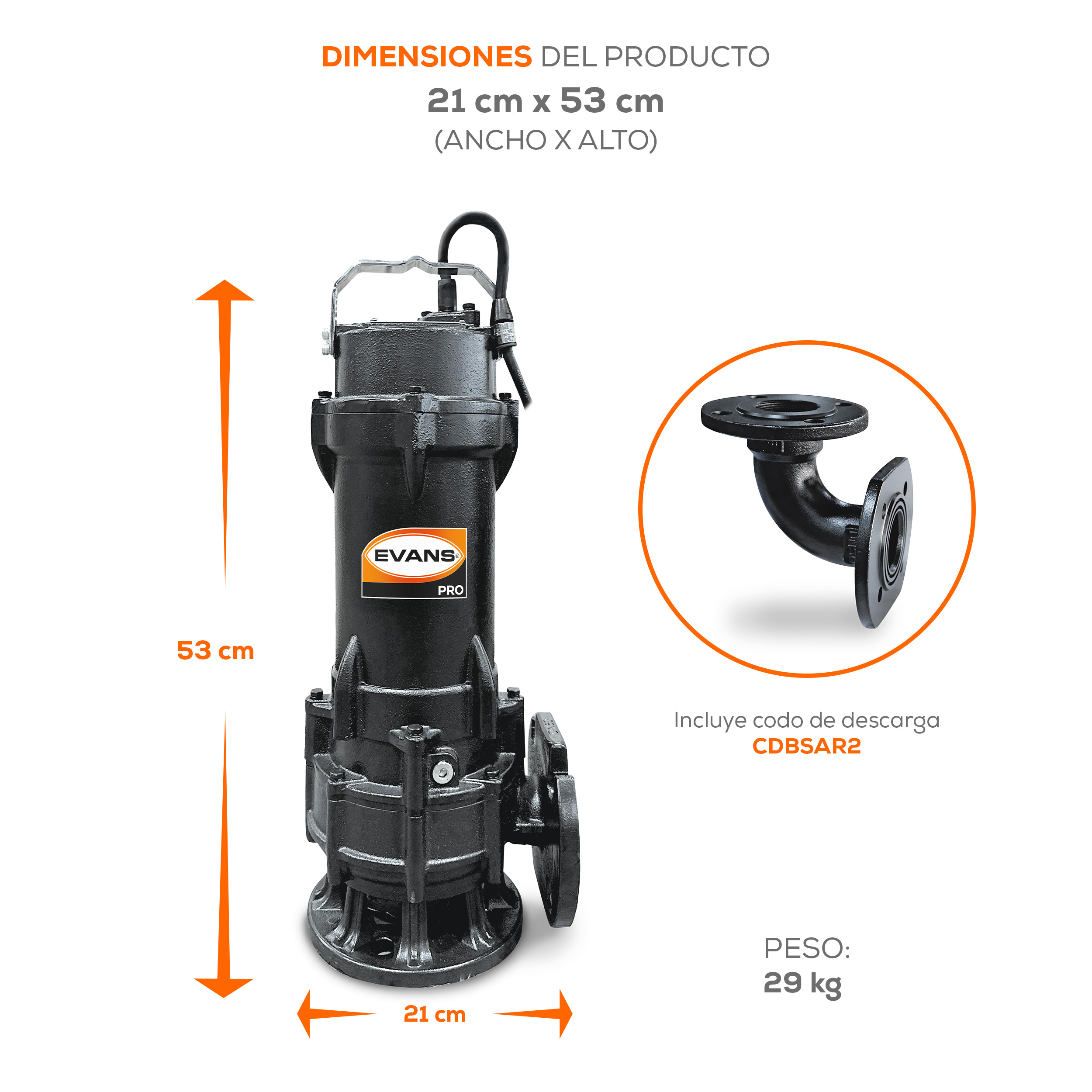 Bomba para agua residual 1.5 Hp | BSAR2ME0150G - Imagen 6