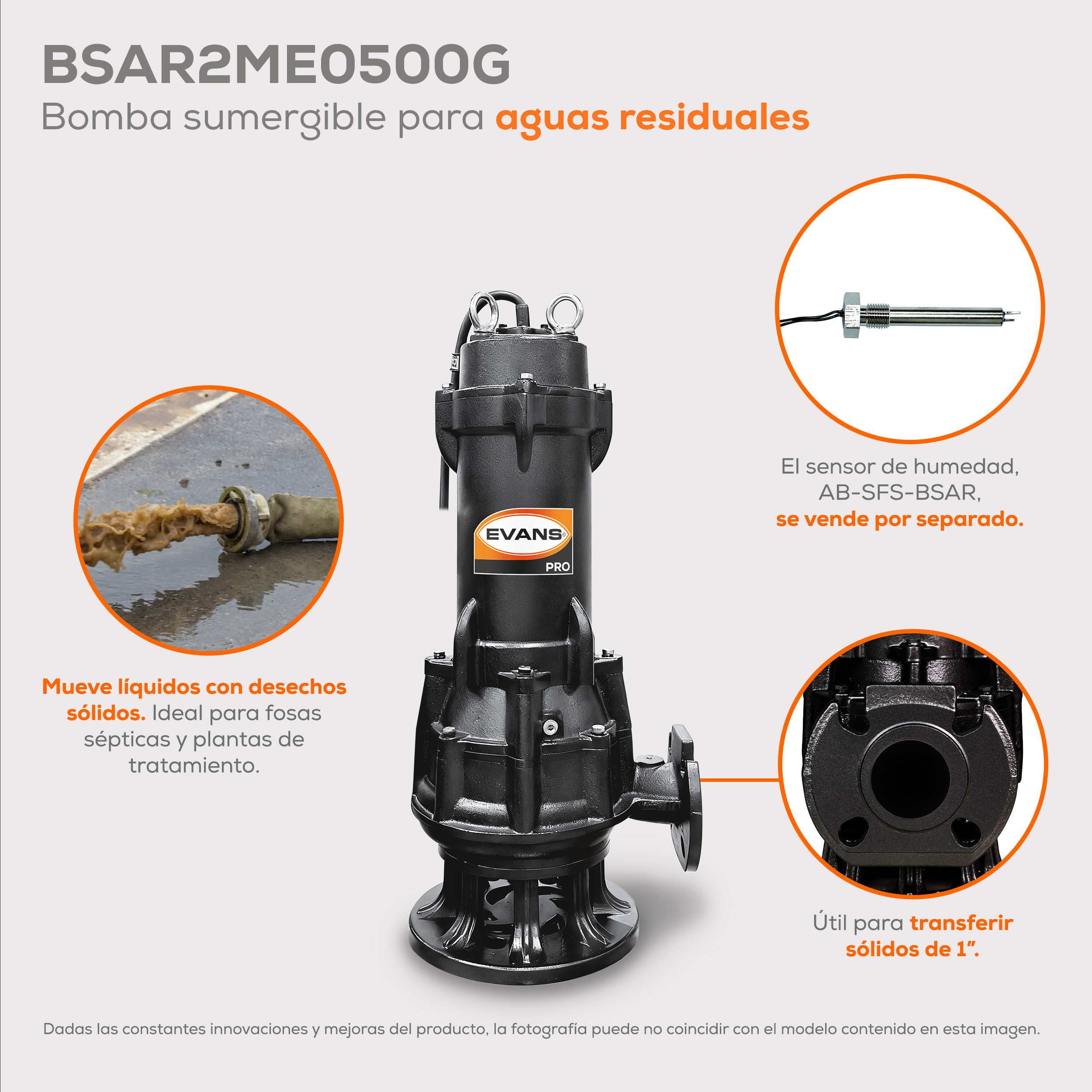 Bomba para agua residual 5 Hp | BSAR2ME0500G - Imagen 2