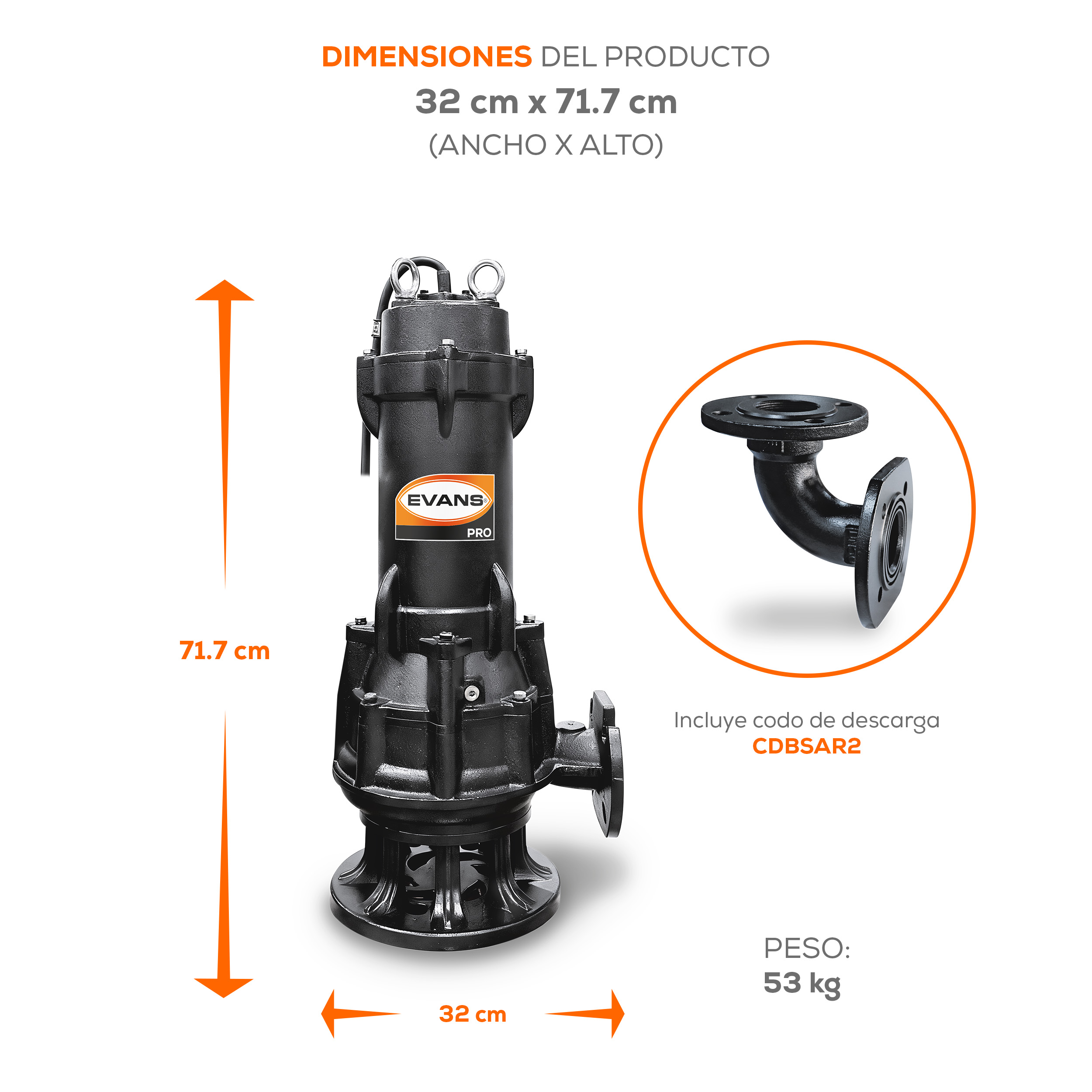 Bomba para agua residual 5 Hp | BSAR2ME0500G - Imagen 6