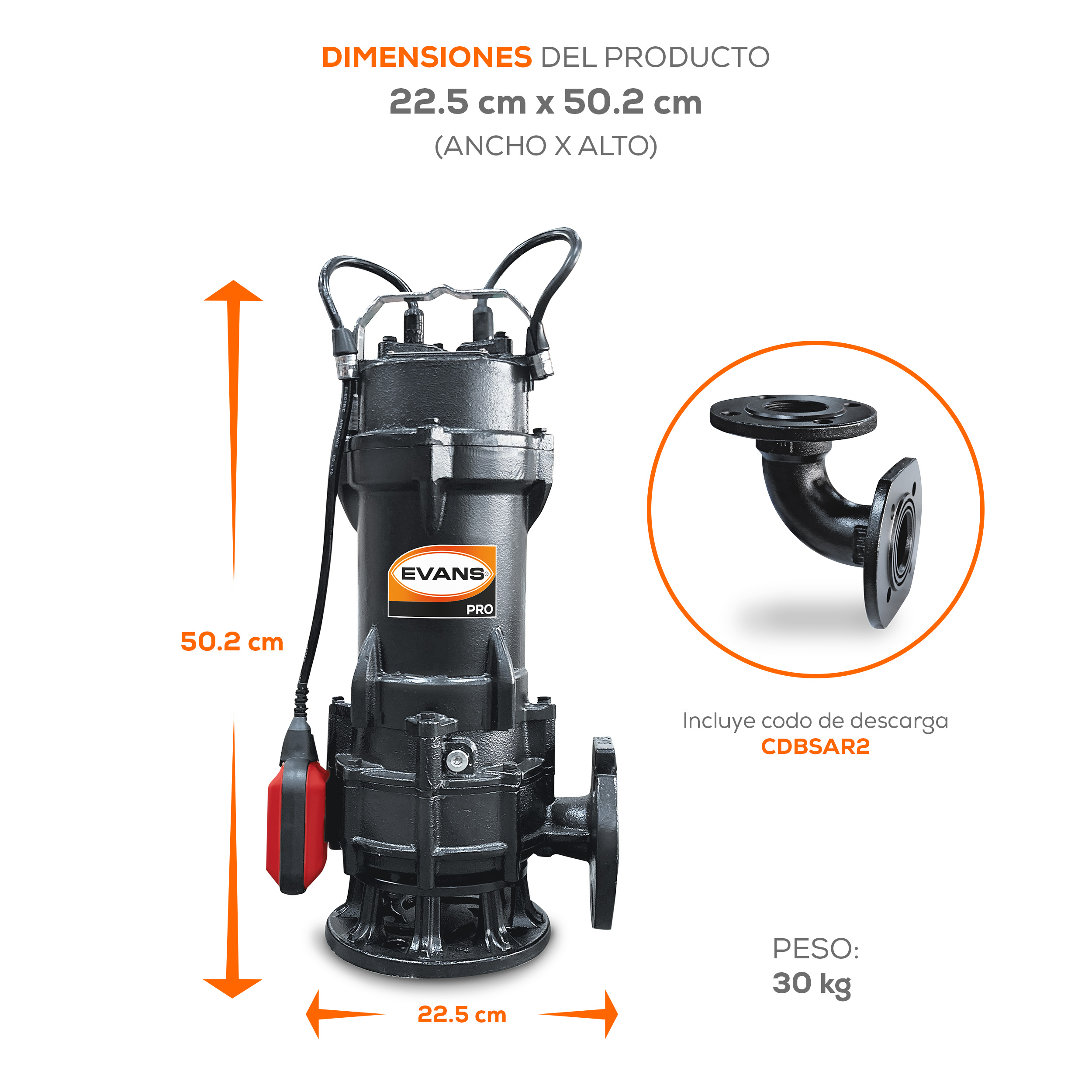 Bomba para agua residual 1 Hp | BSAR2ME100F-F - Imagen 6