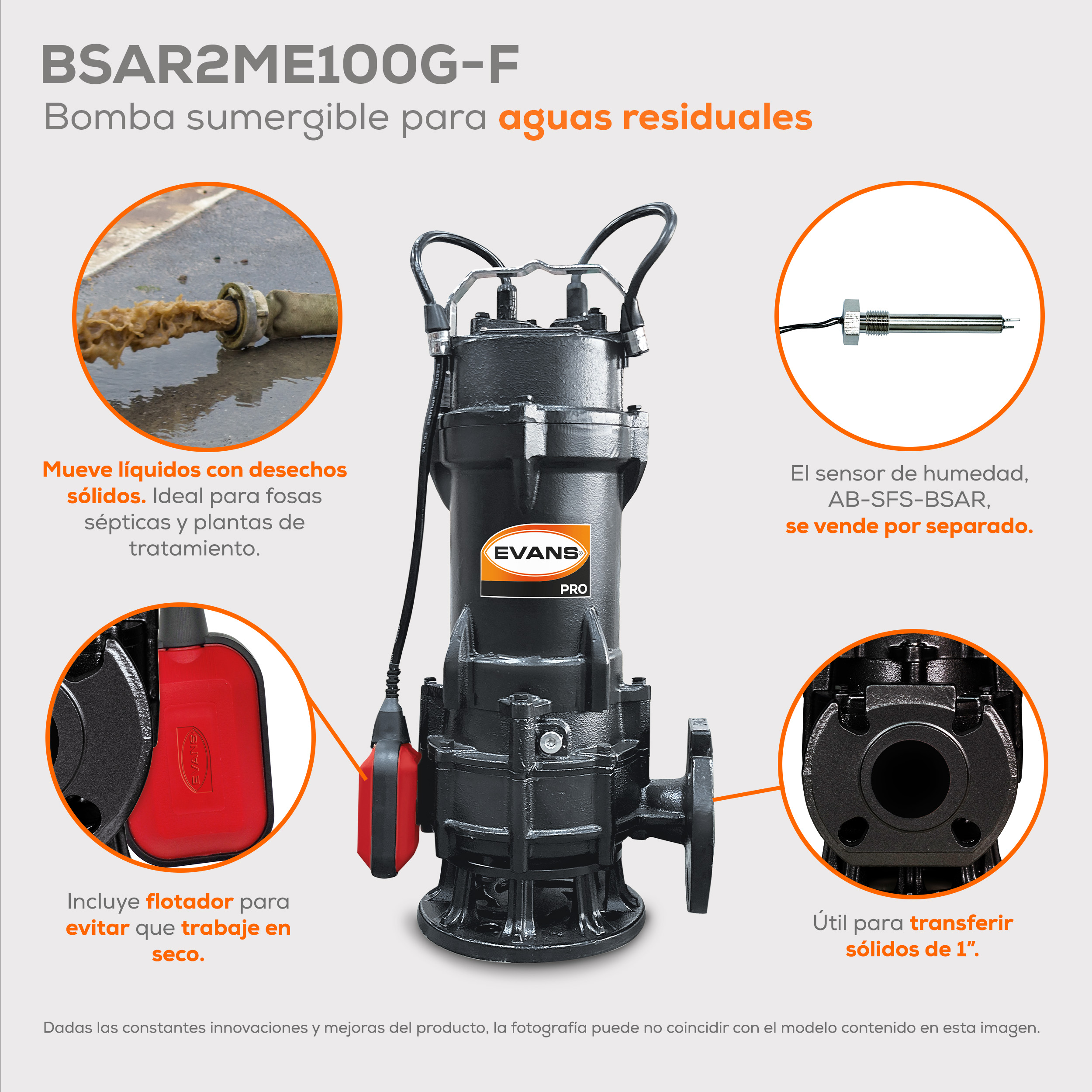 Bomba para agua residual 1 Hp | BSAR2ME100G-F - Imagen 2