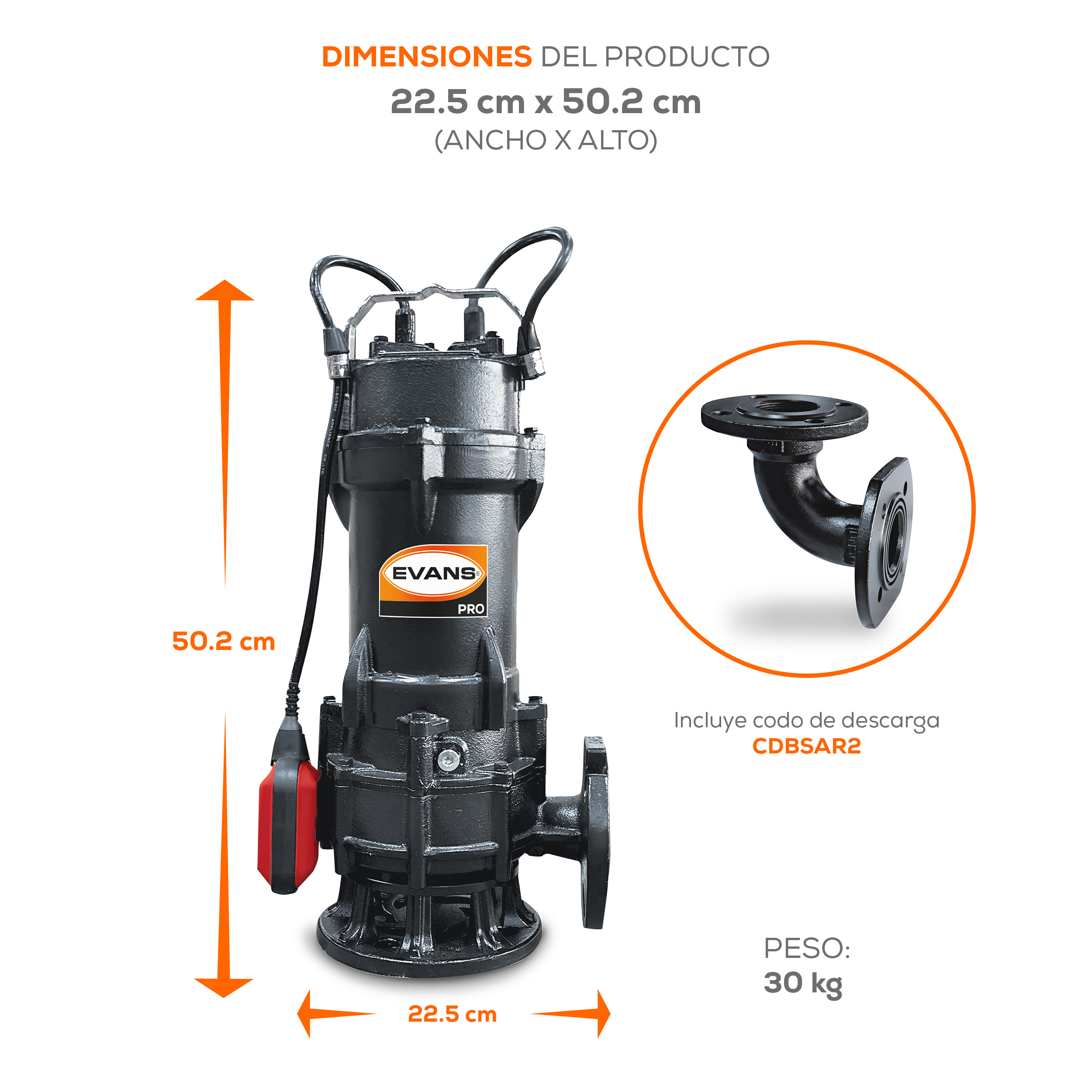 Bomba para agua residual 1 Hp | BSAR2ME100G-F - Imagen 6