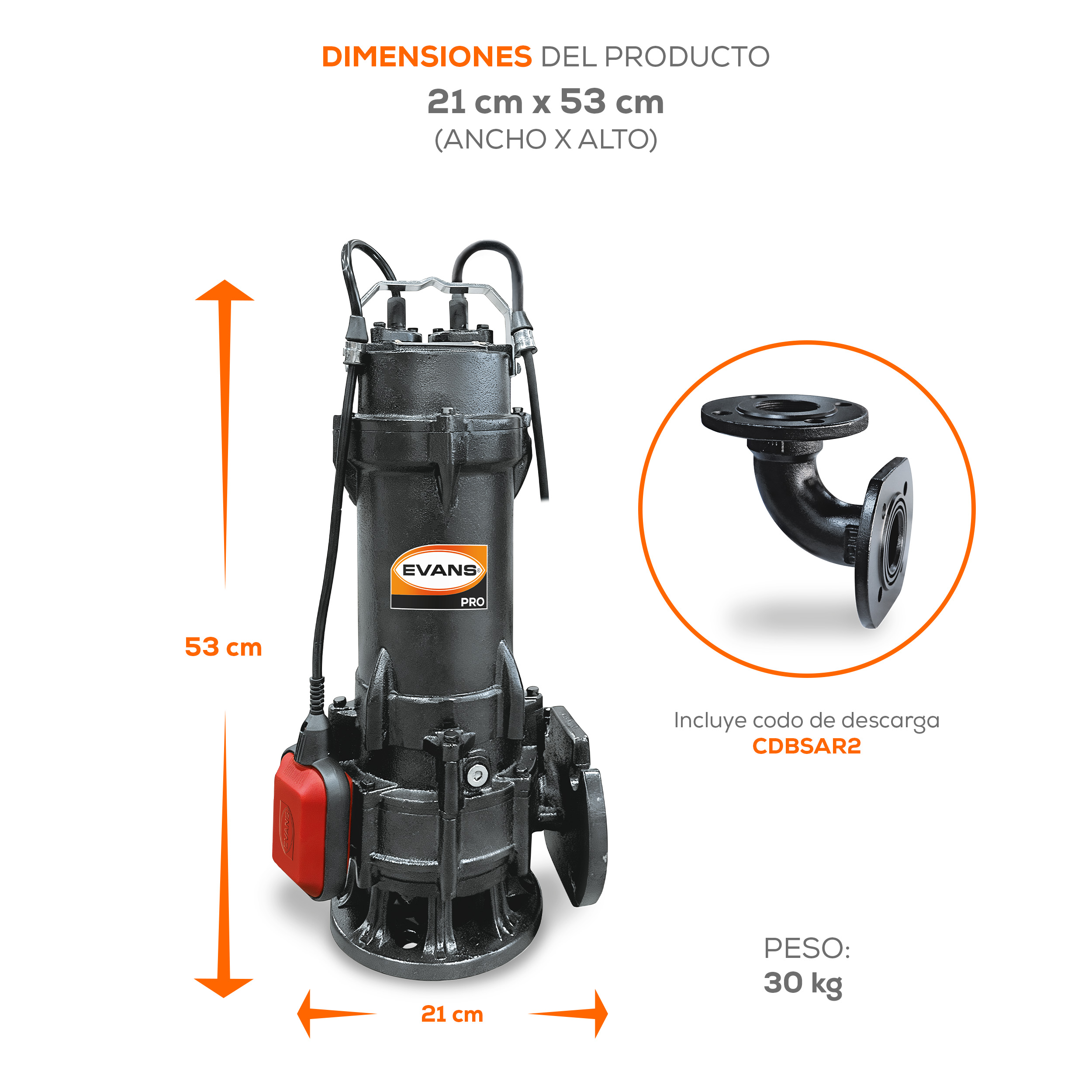 Bomba para agua residual 1.5 Hp | BSAR2ME150G-F - Imagen 6