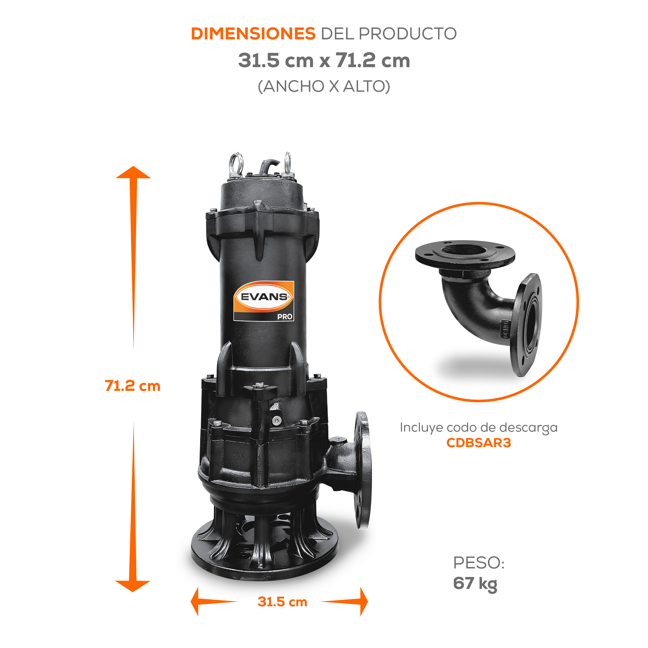 Bomba para agua residual 5 Hp | BSAR3ME0500G - Imagen 6